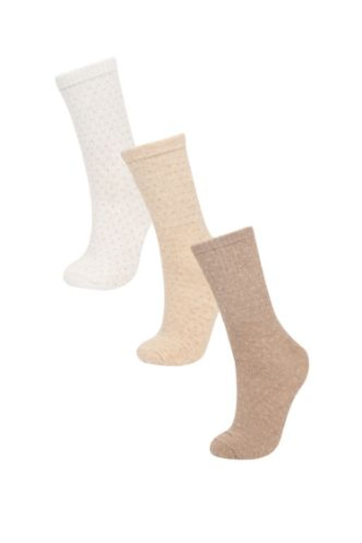 Kad?n Rahat Lastikli 3lu Pamuklu Uzun Corap