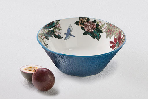 Салатник, 25 см, 2 л, керамика, круглый, синий, Цветы и птица, Reminisce - Maxwell & Williams фото 3