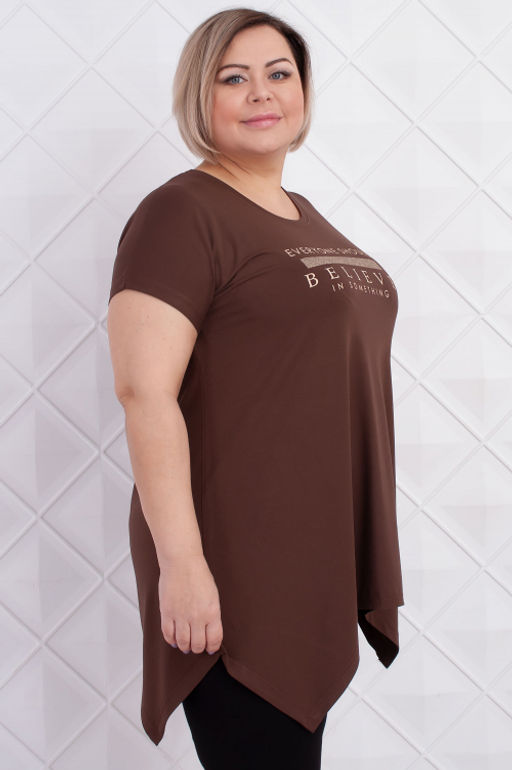 Арт. 3672 Футболка женская 46-56 (6 шт) Цвет:шоколад - Калинка фото 4