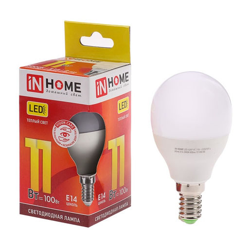 Лампа светодиодная IN HOME LED-ШАР-VC, Е14, 11 Вт, 230 В, 3000К, 990 Лм
