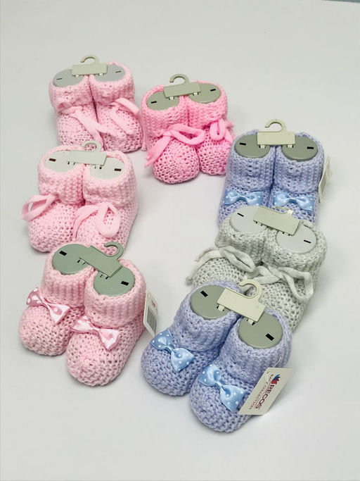 (Уп. 12 шт) Пинетки для новорожденных вязаные, Турция, цвета микс - Мамин малыш фото 2