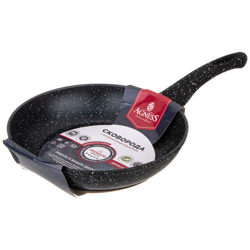 СКОВОРОДА AGNESS С АНТИПРИГАРНЫМ ПОКРЫТИЕМ BLACK MARBLE, 20Х4,3СМ  фото 3
