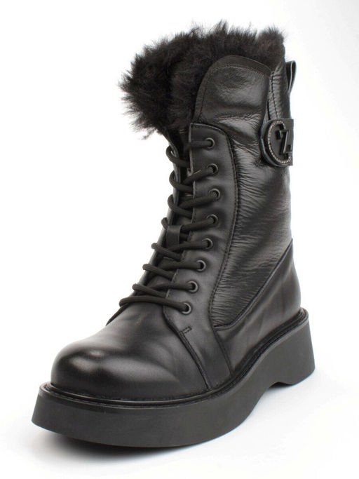 04-YPM5834A BLACK Ботинки зимние женские (натуральная кожа, натуральный мех)