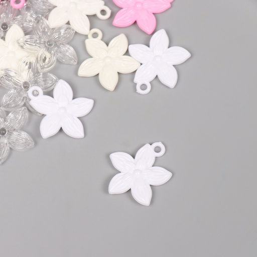 Цена за 2 шт. Декор для творчества пластик Пятилистник, набор 20 г, 3?2.6?0.3 см, МИКС