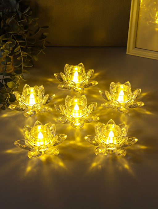 Светодиодная свеча LED - ночник RISALUX «В лотосе», 3×LR1130, прозрачный, 10.5×10.5×4.5 см