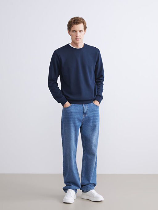 Bisiklet Yaka Erkek Sweatshirt
