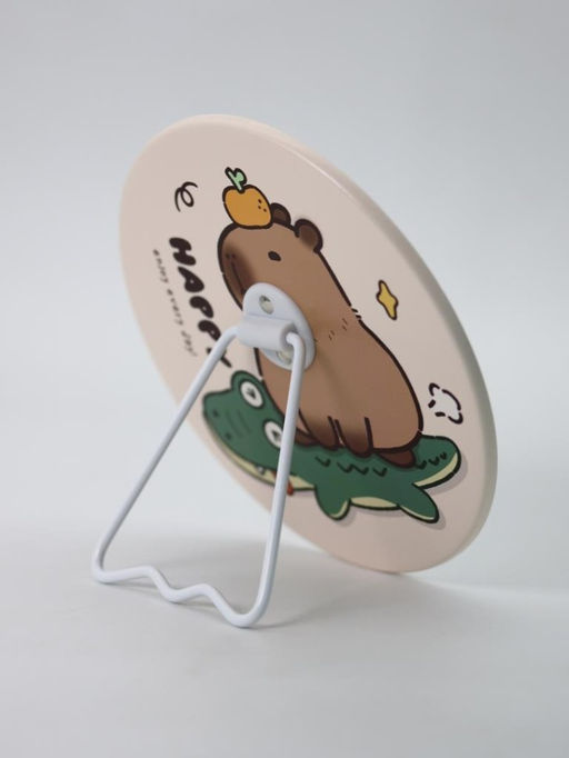 Зеркало настольное "Capybara is happy", беж, 15,6*15,6 см