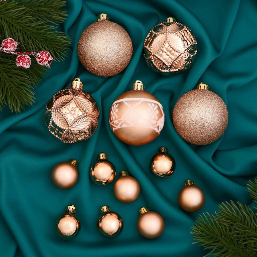 Ёлочные игрушки Изабель, шары новогодние, 30 шт. d=3 и 6 см, ассорти, золото