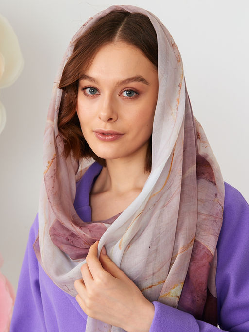 Большой, мягкий, тонкий и очень нежный двусторонний палантин с рисунком в стиле арт-дек - Tantino фото 10