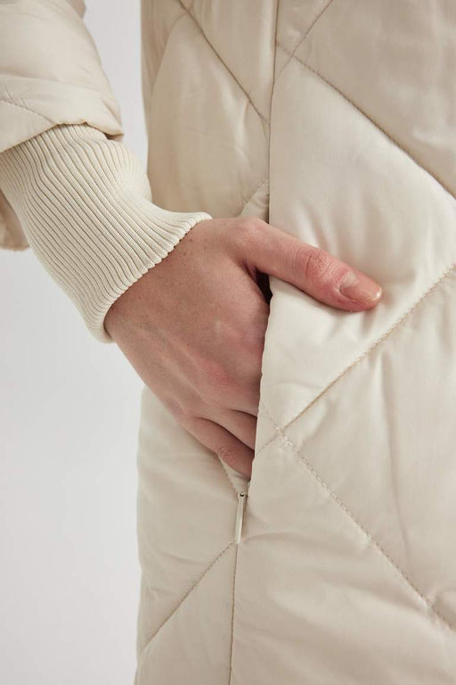 Водонепроницаемая стеганая куртка-пуховик с воротником-стойкой - Defacto фото 6