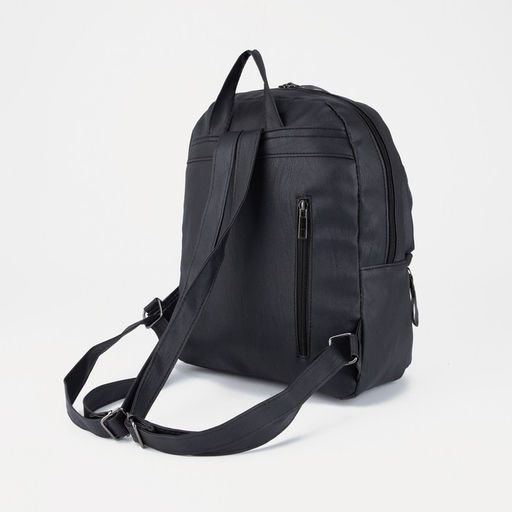 Рюкзак на молнии, 3 наружных кармана, чёрный