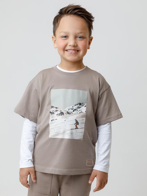 КР 302799/коричневый к624 фуфайка (футболка) для мал