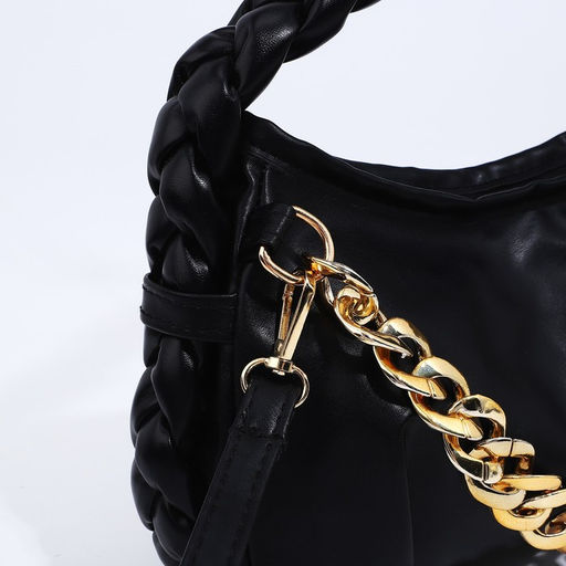 Сумка женская багет на молнии, 24×6×15.5 см, чёрная