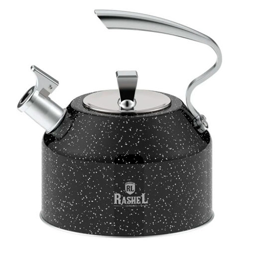 Чайник из нержавеющей стали 3 л со свистком, цвет: чёрный гранит R-7831 /RASHEL/