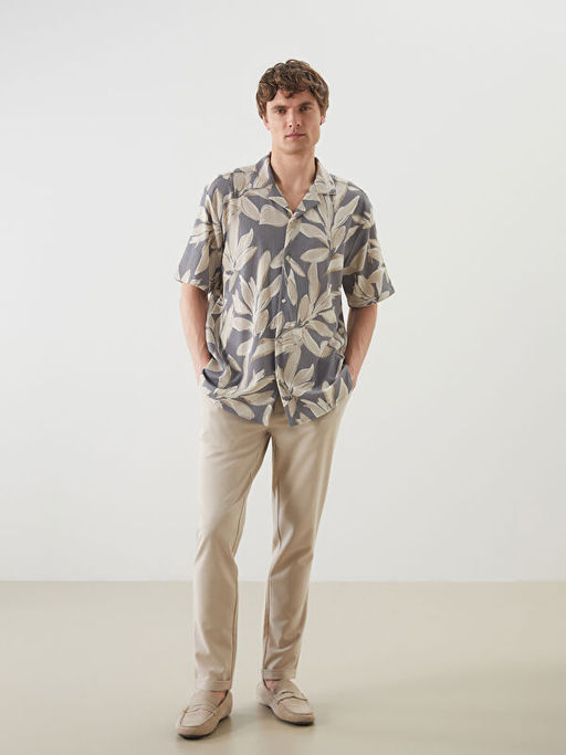 Regular Fit K?sa Kollu Desenli Erkek G?mlek