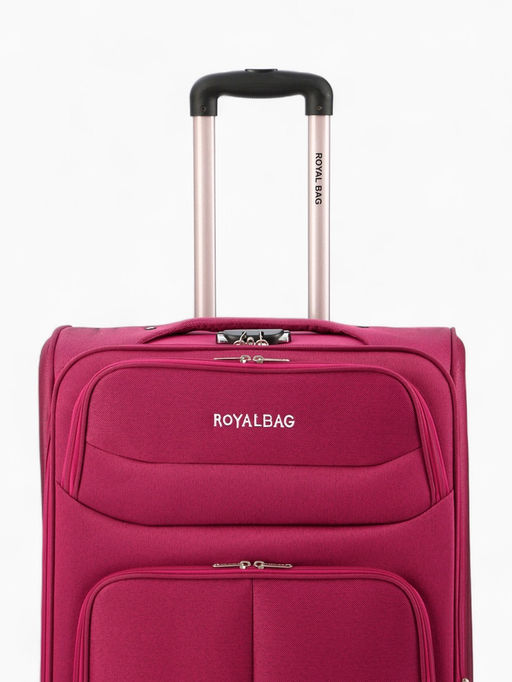 Чемодан на колёсах Royalbag большой 104 л (L), на молнии, с увеличением, кодовый замок, 4 колеса, розовый
