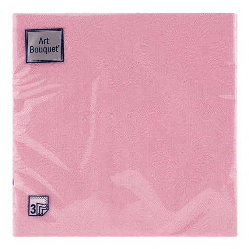 Салфетки бумажные "Art Bouquet" 33х33см, 3-х слойные, 16 штук в упаковке, 100% целлюлоза, "Барокко. Светло-розовый" (Россия)