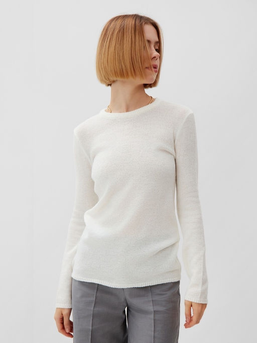 Джемпер женский MINAKU: Knitwear collection, цвет молочный, размер 50  фото 17