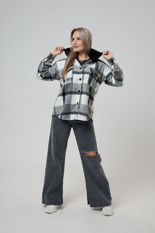 Рубашка женская в клетку с капюшоном РЖКК-01