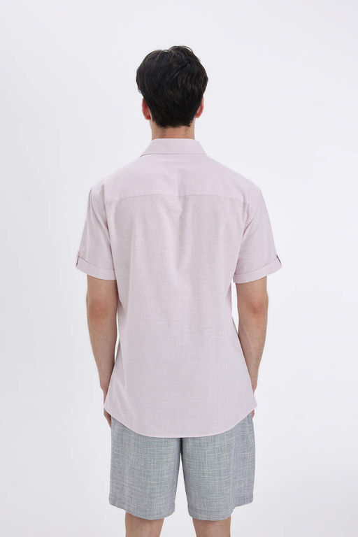Рубашка Slim Fit из поплина с короткими рукавами - Defacto фото 5