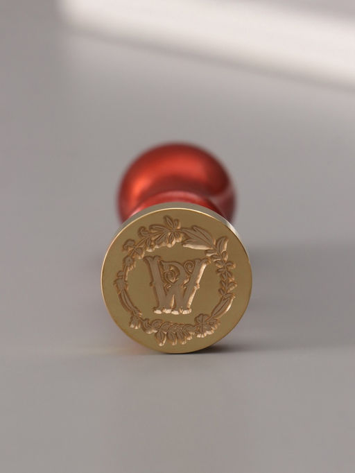 Печать для сургуча с пластиковой ручкой «Венок с буквой W», 2.5×2.5×6.3 см