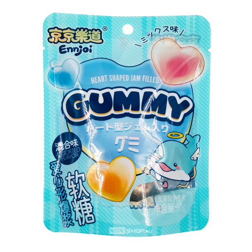 Желейные конфеты в форме сердца Heart Shaped Jam Filled Gummy Ennjoi Guandong Lefen, Китай, 50 г Акция