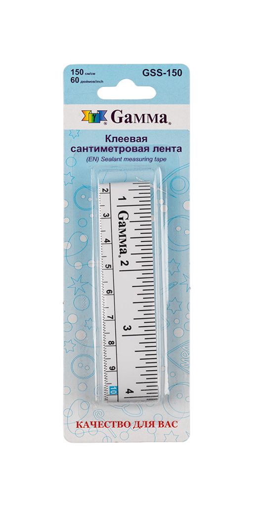 Gamma GSS-150 Лента клеевая сантиметровая ПВХ бумага 150 см х 2 см в блистере белый