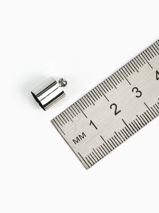 Концевик-шапочка, СМ-165, (набор 5 шт.), 1.2?0.8 см, d(вн.)=0.7 см, цвет серебро