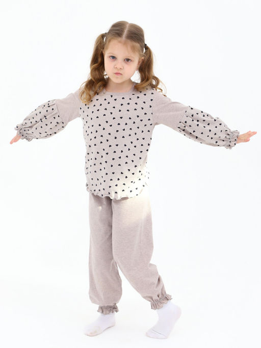 Пижама с брюками Китти серый меланж 33067