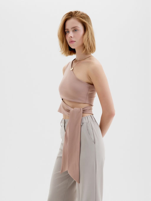 Топ с завязкой на талии женский MINAKU : Casual Collection, бежевый, размер 48