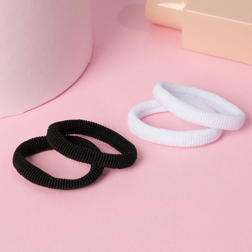 Цена за 2 шт. Резинки для волос «Махрушка», набор 48 шт., 5.5 см, чёрные, белые