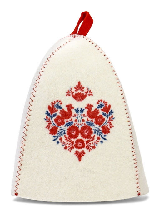 Шапка для бани с принтом "Славянка славянка", белая