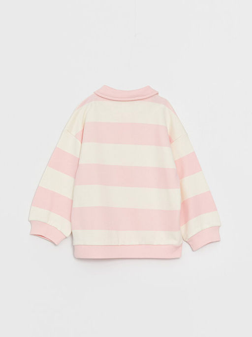 Polo Yaka Uzun Kollu ?izgili K?z Bebek Sweatshirt - Waikiki фото 2
