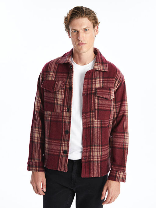 Regular Fit Uzun Kollu Ekose Erkek G?mlek Ceket