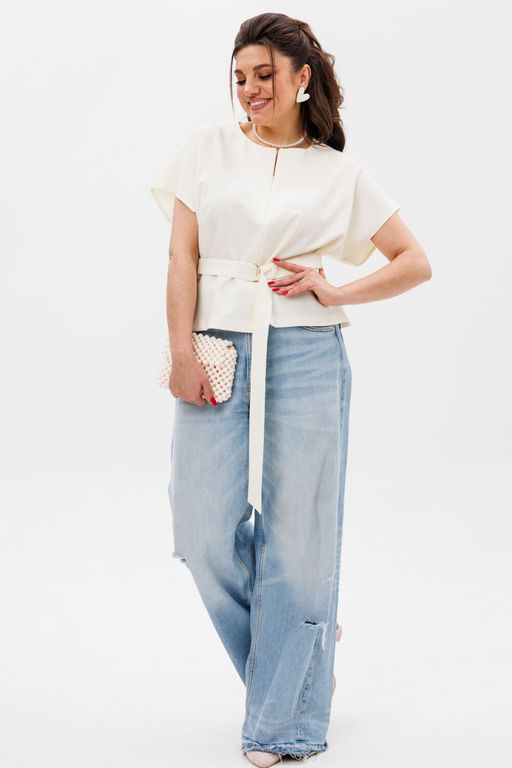 Блуза ANELLI 1363 птица белая  фото 9