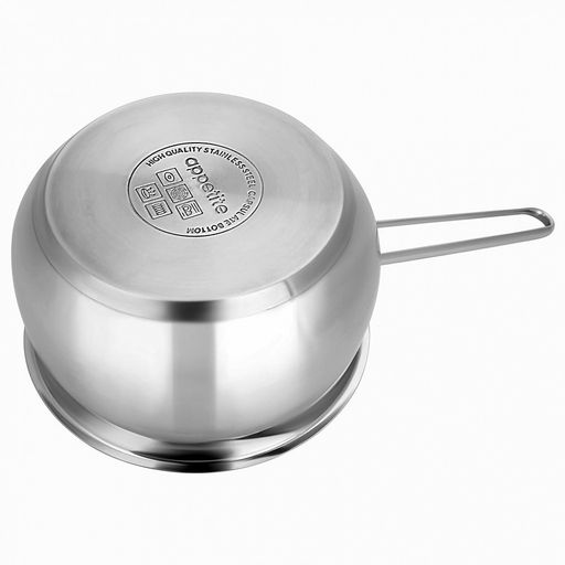 Ковш из нержавеющей стали Tessi 1,8л, д16,5см, h9,5см, стеклянная крышка, подарочная коробка, Appetite (Китай) Подходит для индукционных плит - Домашняя мода фото 5