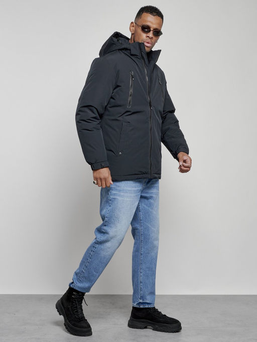 Куртка спортивная мужская зимняя с капюшоном темно-синего цвета 8360TS - Wonderrman фото 4