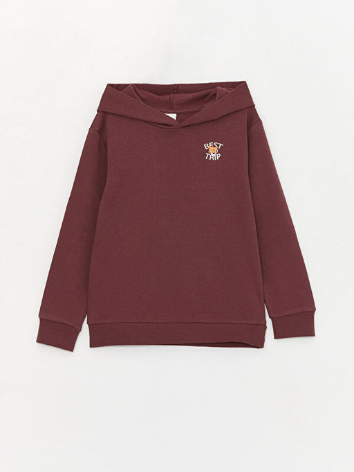 Bask?l? Uzun Kollu Erkek ?ocuk Hoodie - Waikiki фото 3