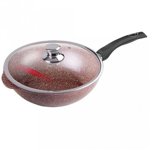 Сотейник с антипригарным покрытием д28см "Шоколад", h8,2см, s0,4см, ручка из термостойкого пластика, стеклянная крышка с пароотводом, подарочная упаковка (Россия)