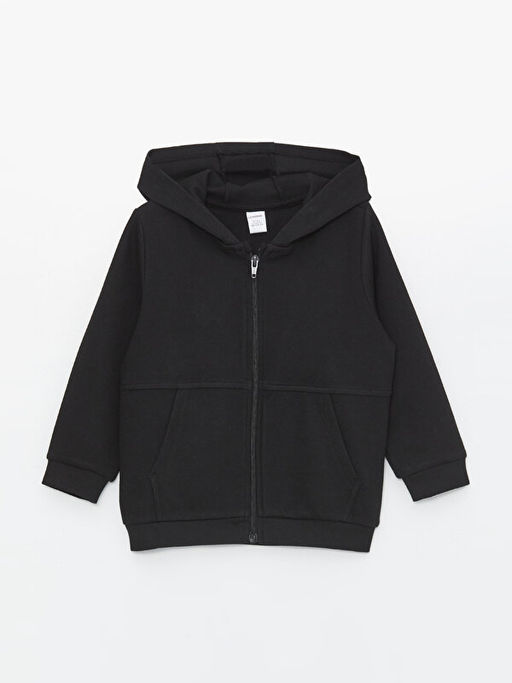 Kap??onlu Uzun Kollu Erkek Bebek Fermuarl? Sweatshirt