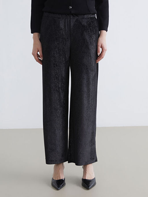 Beli Lastikli Parlak G?r?n?ml? Kad?n Pantolon