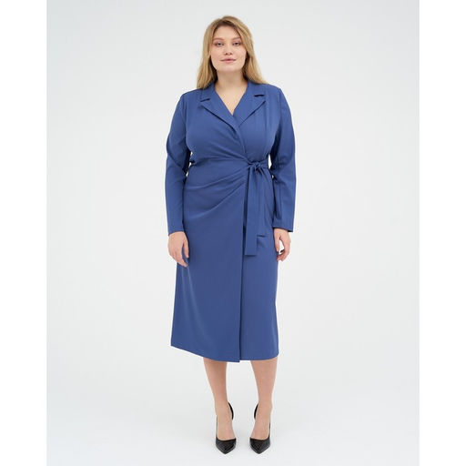 Платье женское миди с поясом MIST plus-size, синее, размер 58