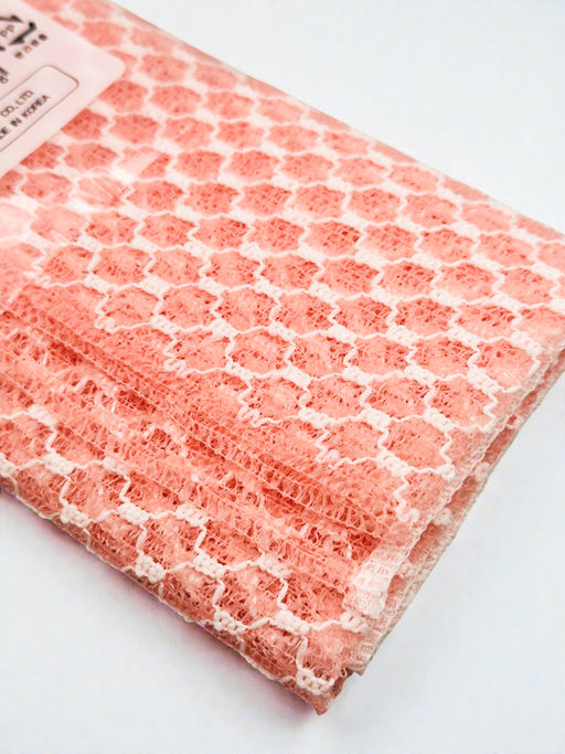 Bath Towel Мочалка-полотенце для душа с пилинг-эффектом / Chessboard Long Exfoliating Towel, жесткая, розовый