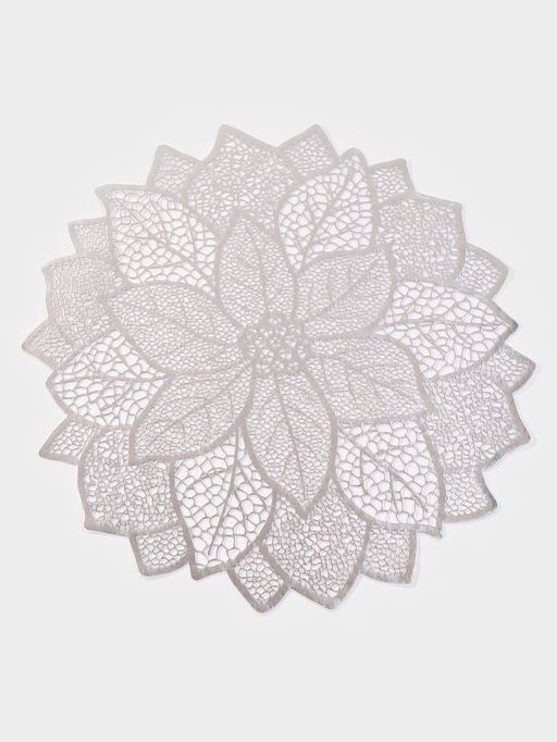 Цена за 12 шт. Салфетка сервировочная на стол Цветок, d=43 см, цвет серебряный - Simaland фото 10