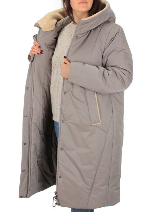 M-9079 GRAY/BEIGE Пальто зимнее женское CORUSKY (верблюжья шерсть) - Fashion фото 7