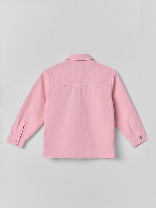 Рубашка джинсовая для девочек оверсайз розовая - Mark formelle фото 8