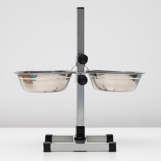 Подставка с мисками, 21.5 л, высота 50 см, разборная с верхним фиксатором, хром - Пижон фото 7