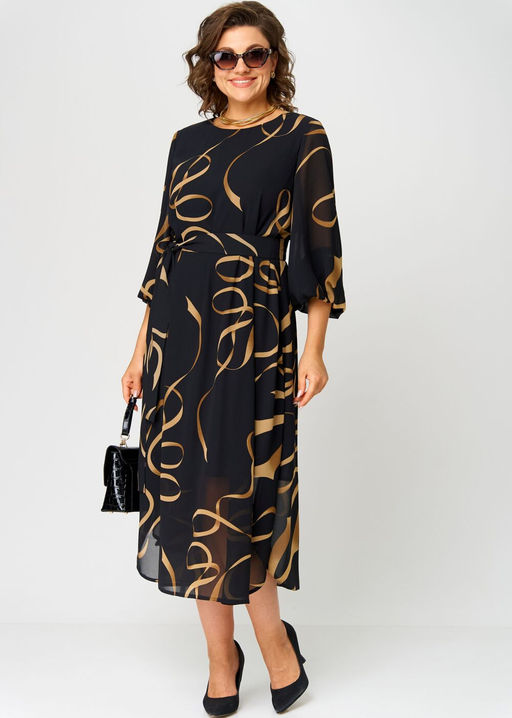 Платье EVA GRANT 7281 черный с принтом  фото 5