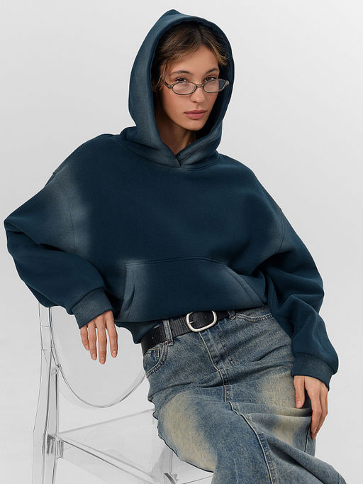 Худи женское зеленое с потертостями - Mark formelle фото 9