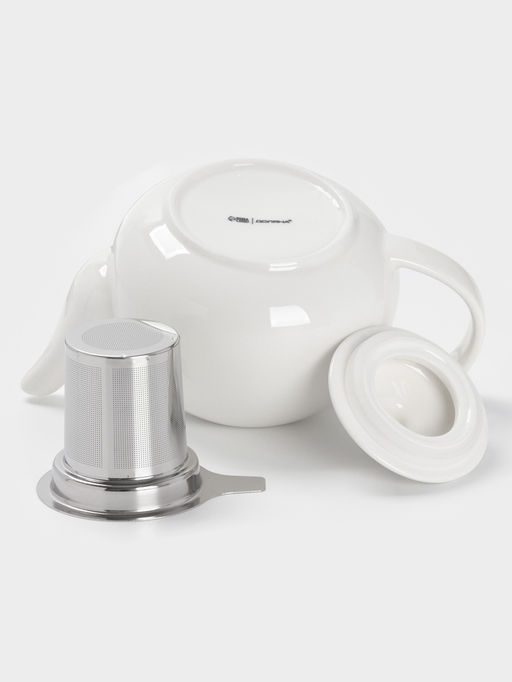 Чайник заварочный Доляна Глянец, 1.1 л, с ситечком, керамика, белый фото 3